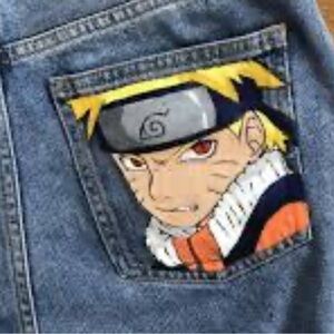 Painted Naruto Anime Manga South Pole Jeans  
Flare Medium Wash Size 9/39 Inch